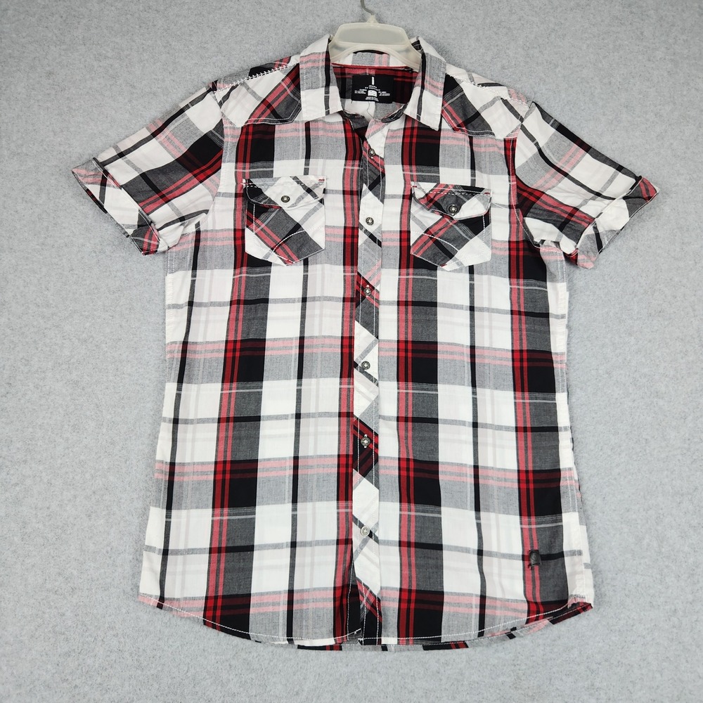 Jeans by Buffalo Shirt Men Medium Multicolor Plaid Cotton Short Sleeve Button Up